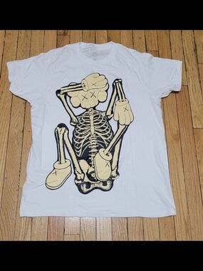 KAWS XX "New Fiction" Skeleton Graphic T-Shirt Brand New